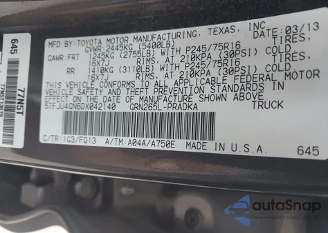 2013 Toyota Tacoma Prerunner V6 из США, поврежденный, VIN 5TFJU4GN6DX042140